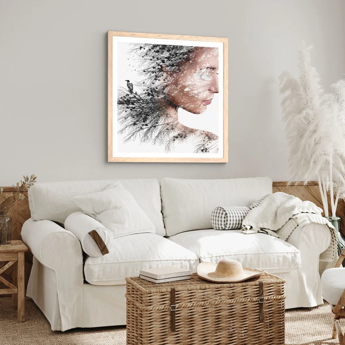 Affiche dans un chêne clair - Poster - L'âme de la forêt - 50x50 cm