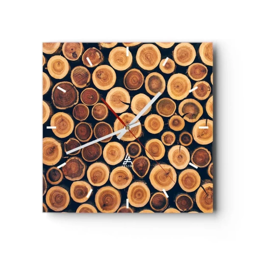 Horloge murale - Pendule murale - Modèle réalisé à partir de sections transversales de bûches de bois - 30x30cm - Quel âge je semble avoir ? - Décoration murale moderne pour le salon et la chambre ARTTOR