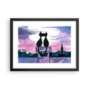 Affiche dans un cadre noir - Poster - Rendez-vous sous la lune - 40x30 cm