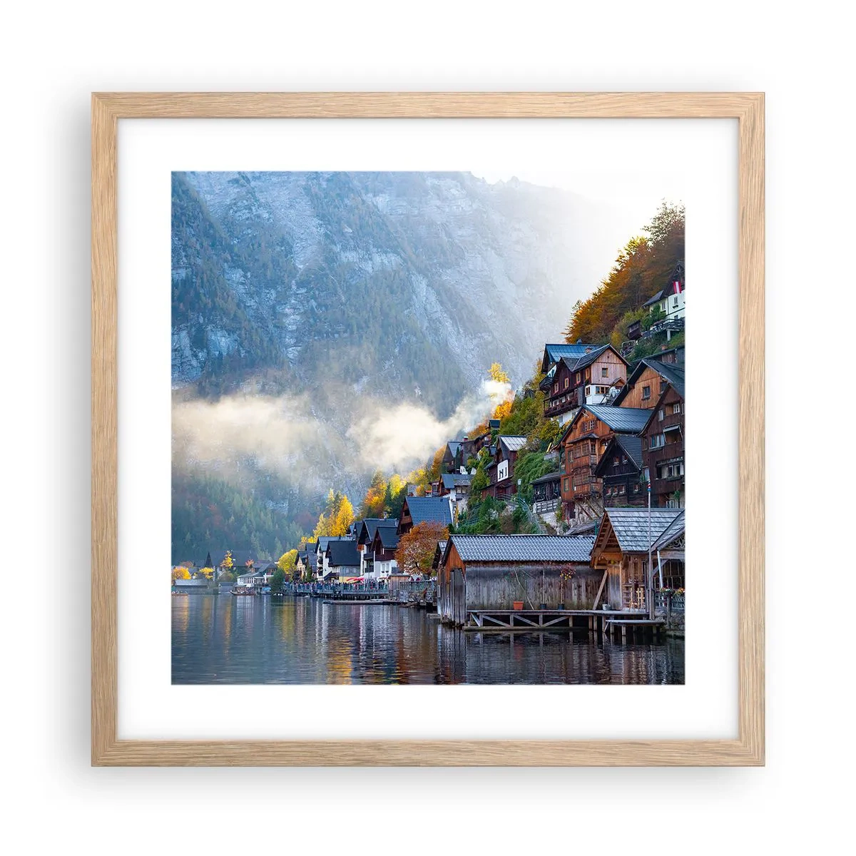 Affiche dans un chêne clair - Poster - Ambiance alpine - 40x40 cm