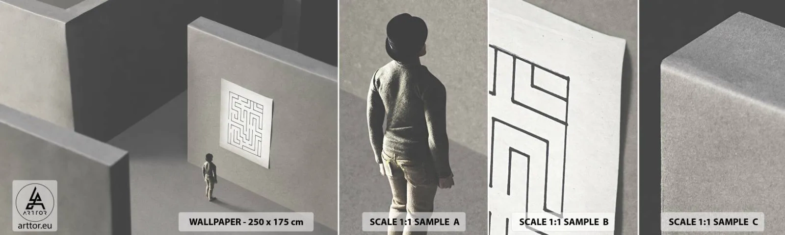 Échantillon De Papier Peint Standard Eco - Mais où suis-je? - Labyrinthe, Abstraction, Morceau - 100x30 cm