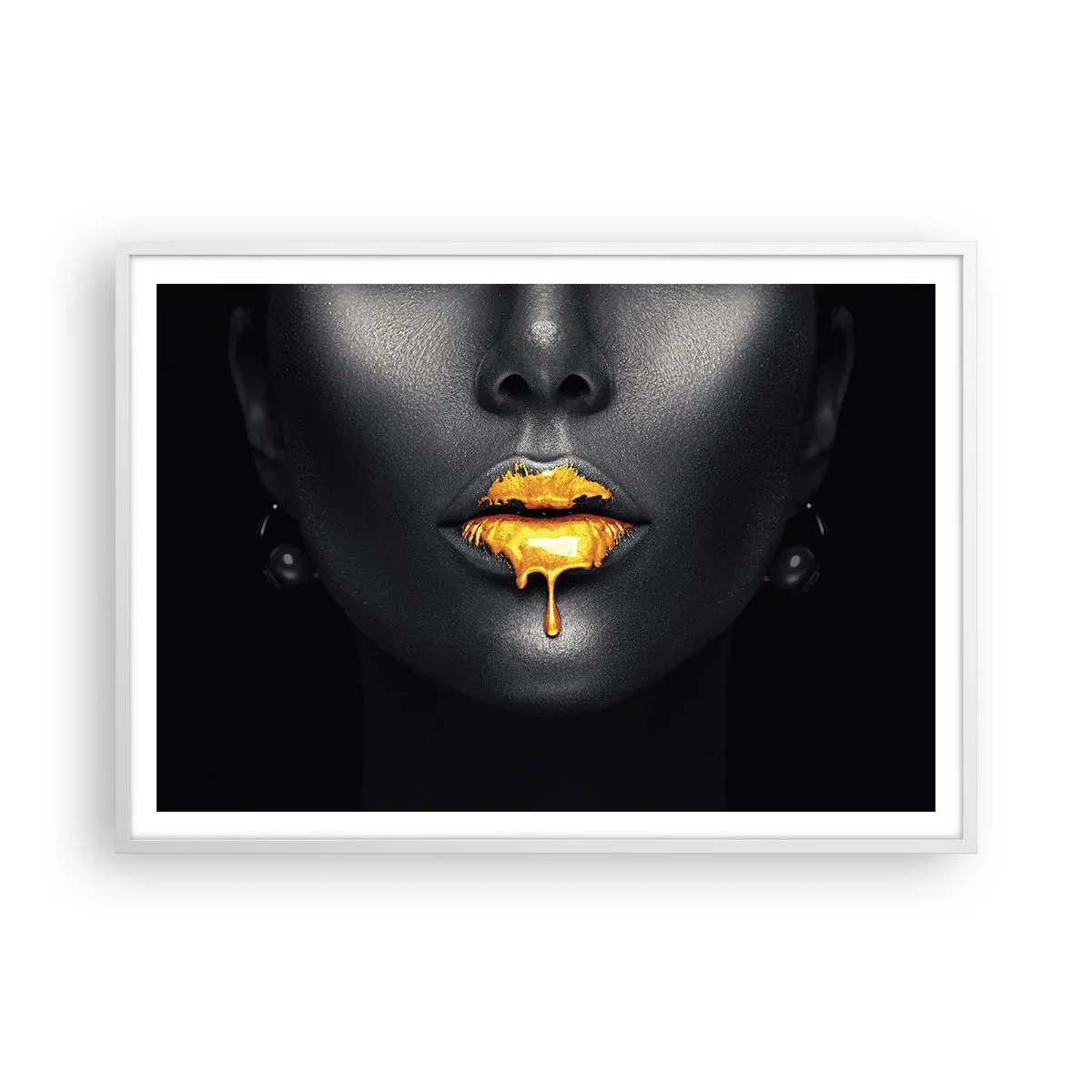 Affiche dans un cadre blanc - Poster - Bouche d'or - 100x70 cm