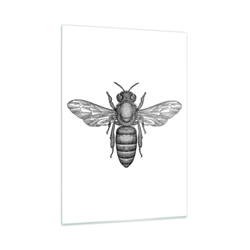 Impression sur verre - Image sur verre - Illustration détaillée d'une abeille rétro sur fond blanc - 50x70cm - Portrait d'insecte - Décoration murale moderne pour le salon et la chambre ARTTOR