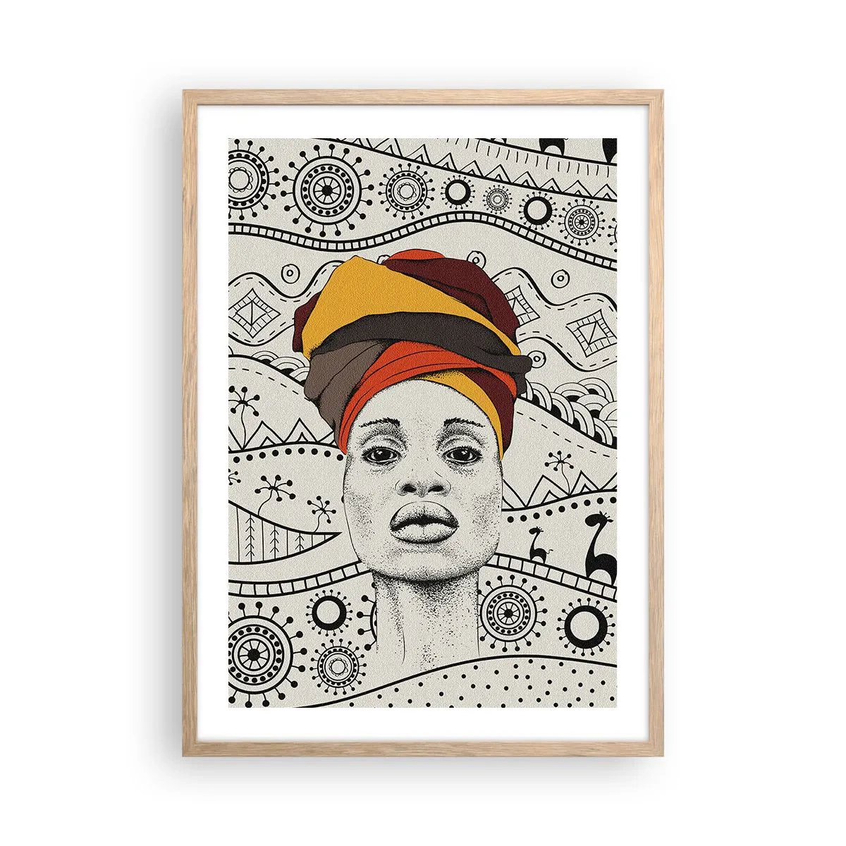 Affiche dans un chêne clair - Poster - Portrait Africain - 50x70 cm