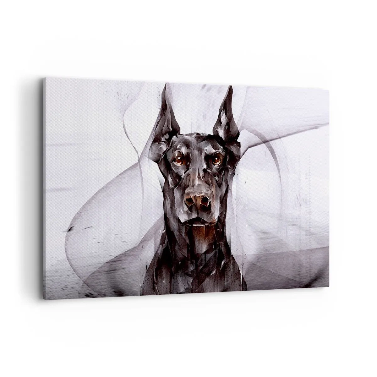 Impression sur toile - Image sur toile - Portrait abstrait d'un chien dans une démarche artistique - 100x70cm - Né noble - Décoration murale moderne pour le salon et la chambre ARTTOR