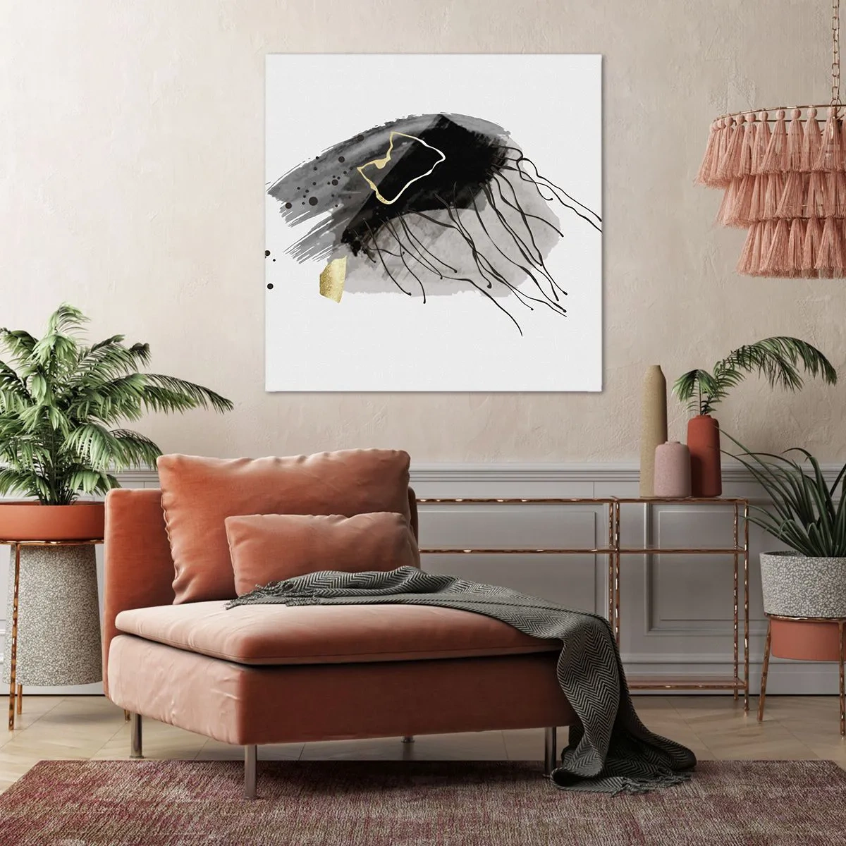 Impression sur toile - Image sur toile - En noir et en or - 60x60 cm