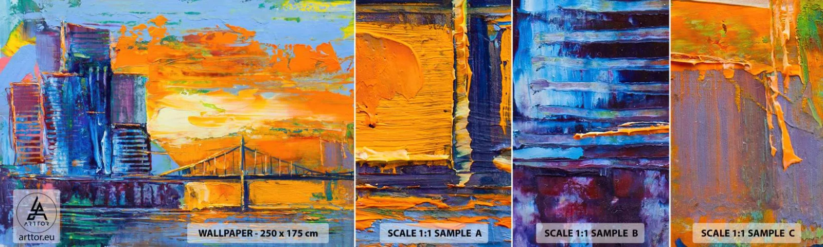 Échantillon de Papier Peint Autocollant Deluxe Sticker - Culture et nature - Abstraction, Ville, Morceau - 100x30 cm