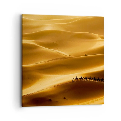 Impression sur toile - Image sur toile - Caravane sur les vagues du désert - 70x70 cm