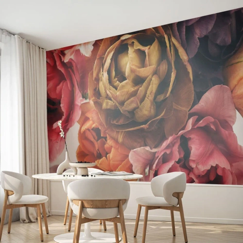 Papier Peint Photo Premium Sand - La fête de la vie - Bouquet de fleurs, Fleurs, Pivoine - 200x140 cm