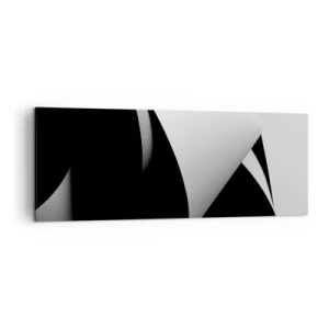 Impression sur toile - Image sur toile - Formes abstraites en noir et blanc avec des contrastes saisissants - 140x50cm - Plans de lumière venus des profondeurs de l'ombre - Décoration murale moderne pour le salon et la chambre ARTTOR