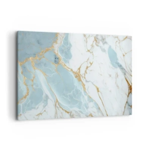Impression sur toile - Image sur toile - Motifs en marbre bleu et blanc avec des veines dorées ajoutées - 120x80cm - Richesse en pierre - Décoration murale moderne pour le salon et la chambre ARTTOR