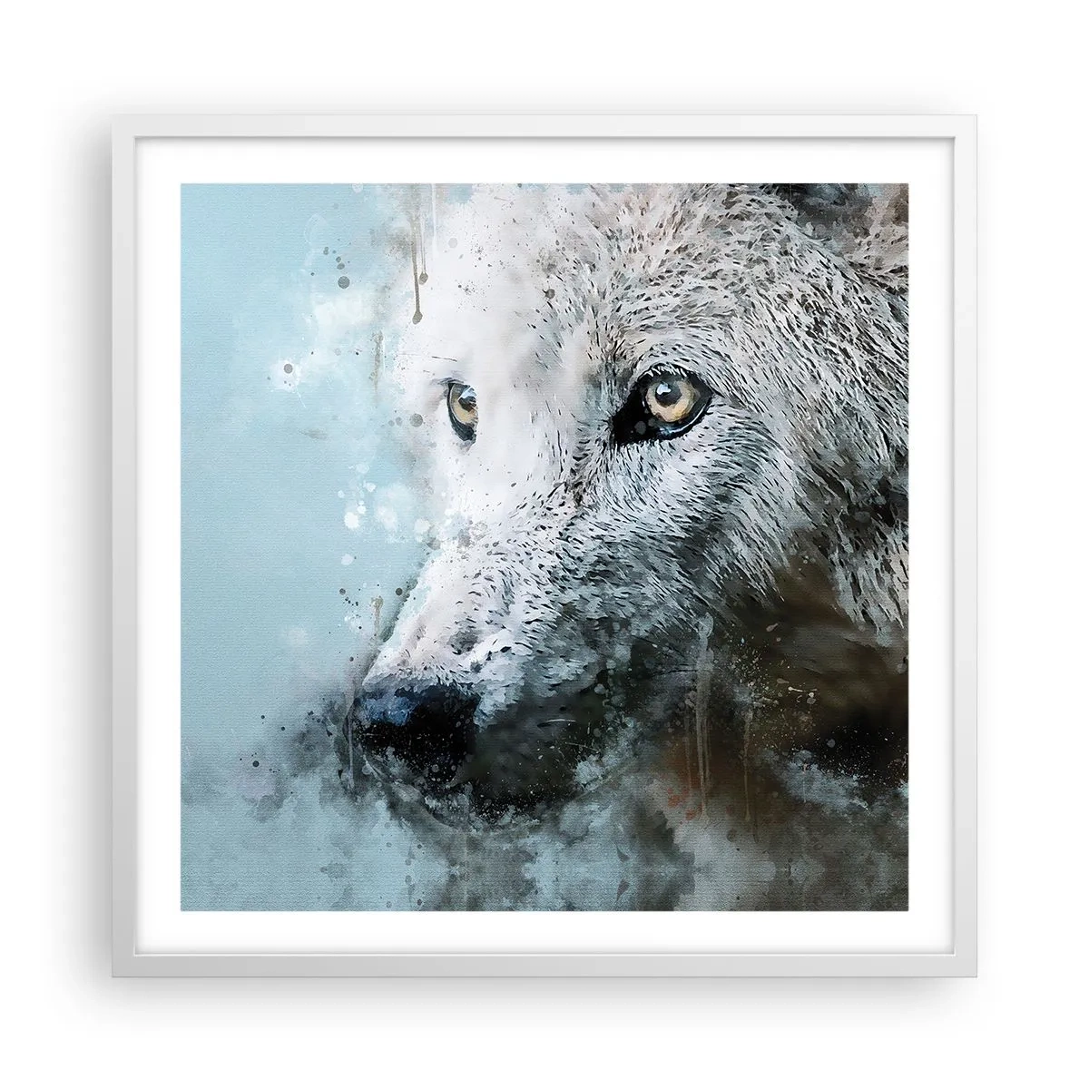 Affiche dans un cadre blanc - Poster - Rencontrez l'âme du loup - 60x60 cm
