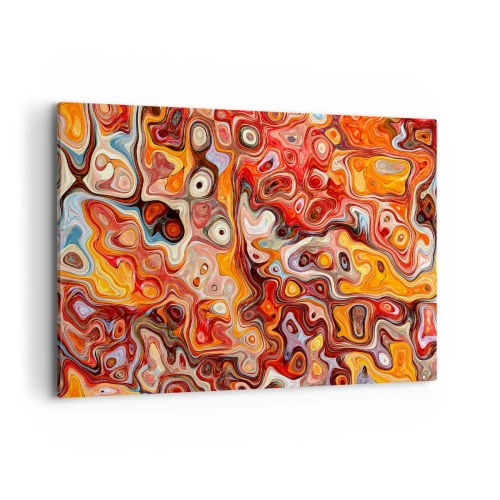 Impression sur toile - Image sur toile - Une composition abstraite dans des tons chauds de rouge, d'orange et de jaune. - 100x70cm - Si les noix fondaient dans du miel - Décoration murale moderne pour le salon et la chambre ARTTOR