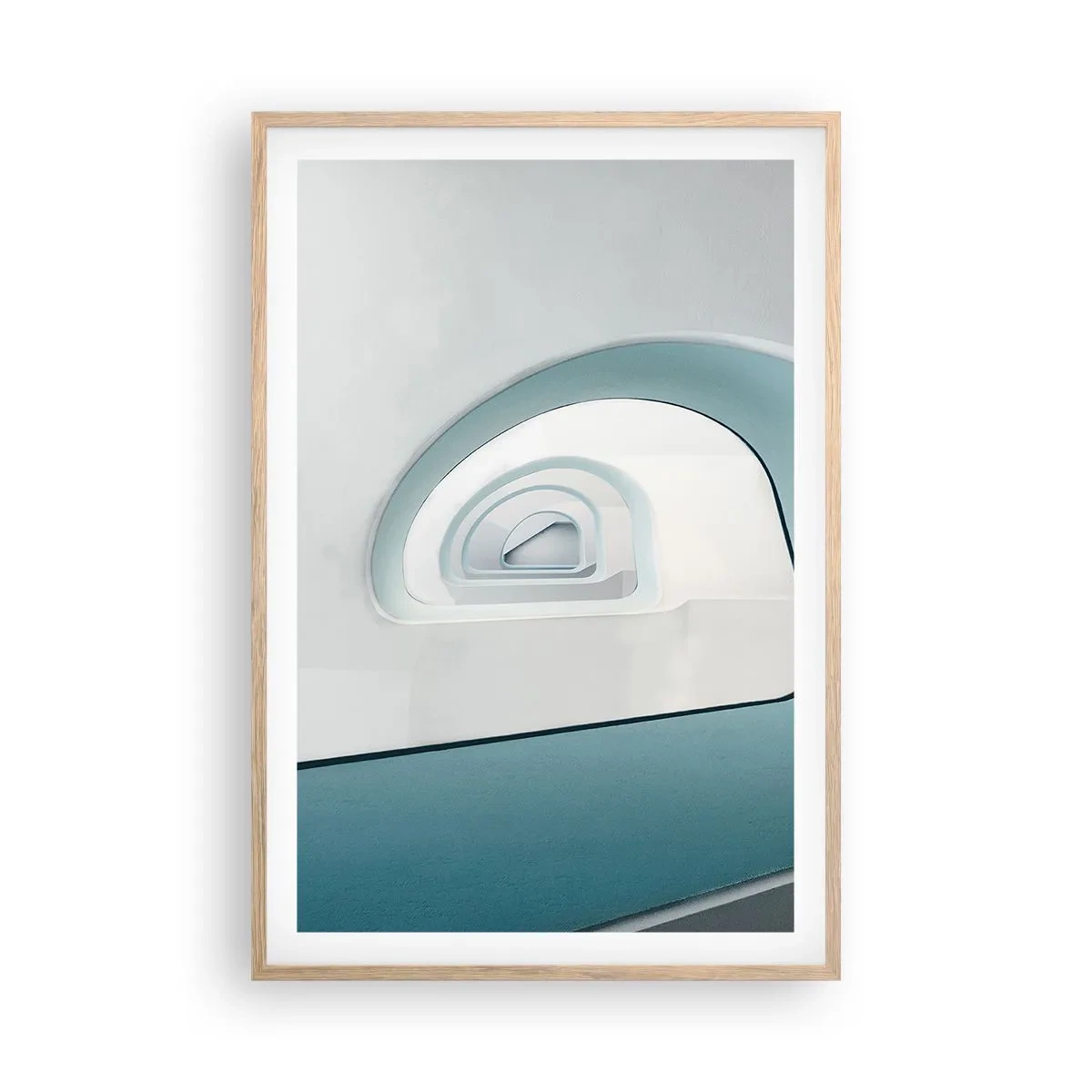 Affiche dans un chêne clair - Poster - Au profondeur du bleu - 61x91 cm