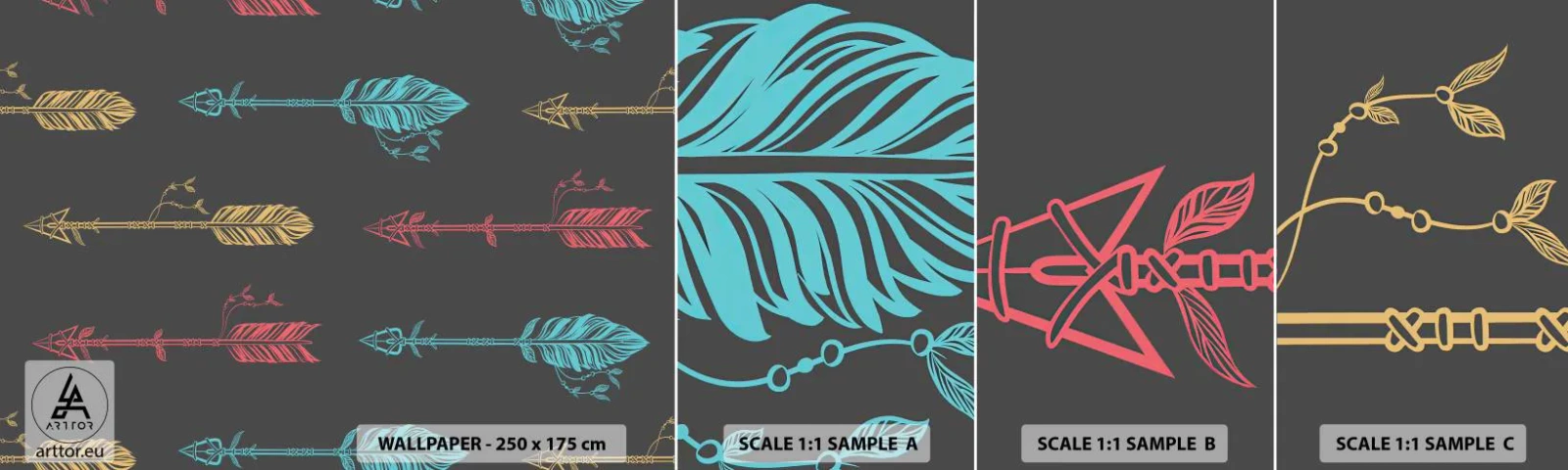 Échantillon De Papier Peint Standard Eco - Dans l'ordonnance - Abstraction, Bohème, Flèche - 100x30 cm