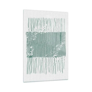 Impression sur verre - Image sur verre - Motif géométrique dans les tons vert mer et blanc - 70x100cm - Abstraction de la mer - Décoration murale moderne pour le salon et la chambre ARTTOR