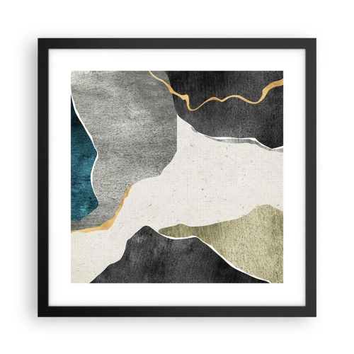 Affiche dans un cadre noir - Poster - Composition mosaïque avec un fil d'or - 40x40 cm