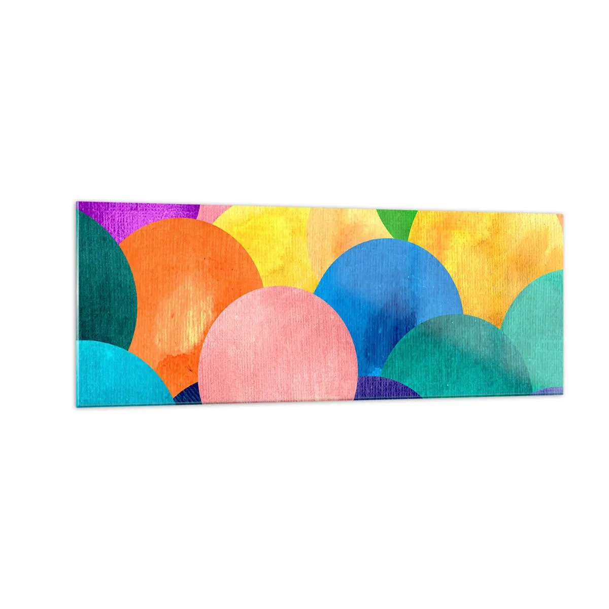 Impression sur verre - Image sur verre - Cercles colorés de style aquarelle - 140x50cm - La plénitude primitive de la vie - Décoration murale moderne pour le salon et la chambre ARTTOR