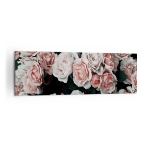 Impression sur toile - Image sur toile - Roses roses sur fond sombre dans une composition subtile - 160x50cm - Ensemble de rose - Décoration murale moderne pour le salon et la chambre ARTTOR