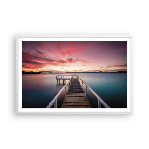 Affiche dans un cadre blanc - Poster - La douce flamme du soir - 91x61 cm