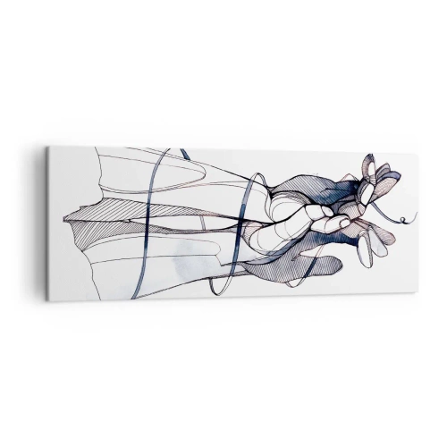 Impression sur toile - Image sur toile - Un dessin subtil d'une main avec une fleur délicate - 140x50cm - Étude du touché - Décoration murale moderne pour le salon et la chambre ARTTOR