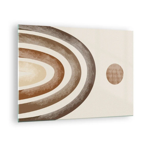 Impression sur verre - Image sur verre - Rayures et cercles abstraits dans des tons de marron - 70x50cm - Dans une galaxie lointaine - Décoration murale moderne pour le salon et la chambre ARTTOR