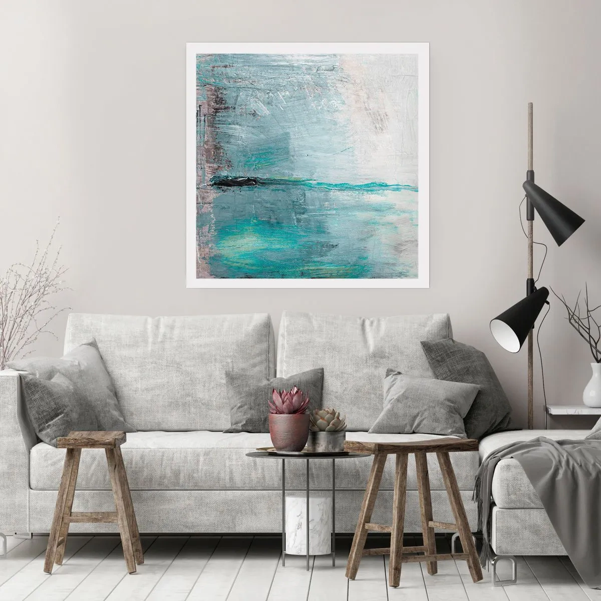 Affiche - Poster - Horizontalement en bleu - 40x40 cm