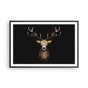 Affiche dans un cadre noir - Poster - Cerf cubique - 91x61 cm