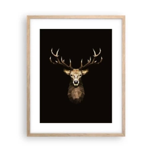 Affiche dans un chêne clair - Poster - Cerf cubique - 40x50 cm