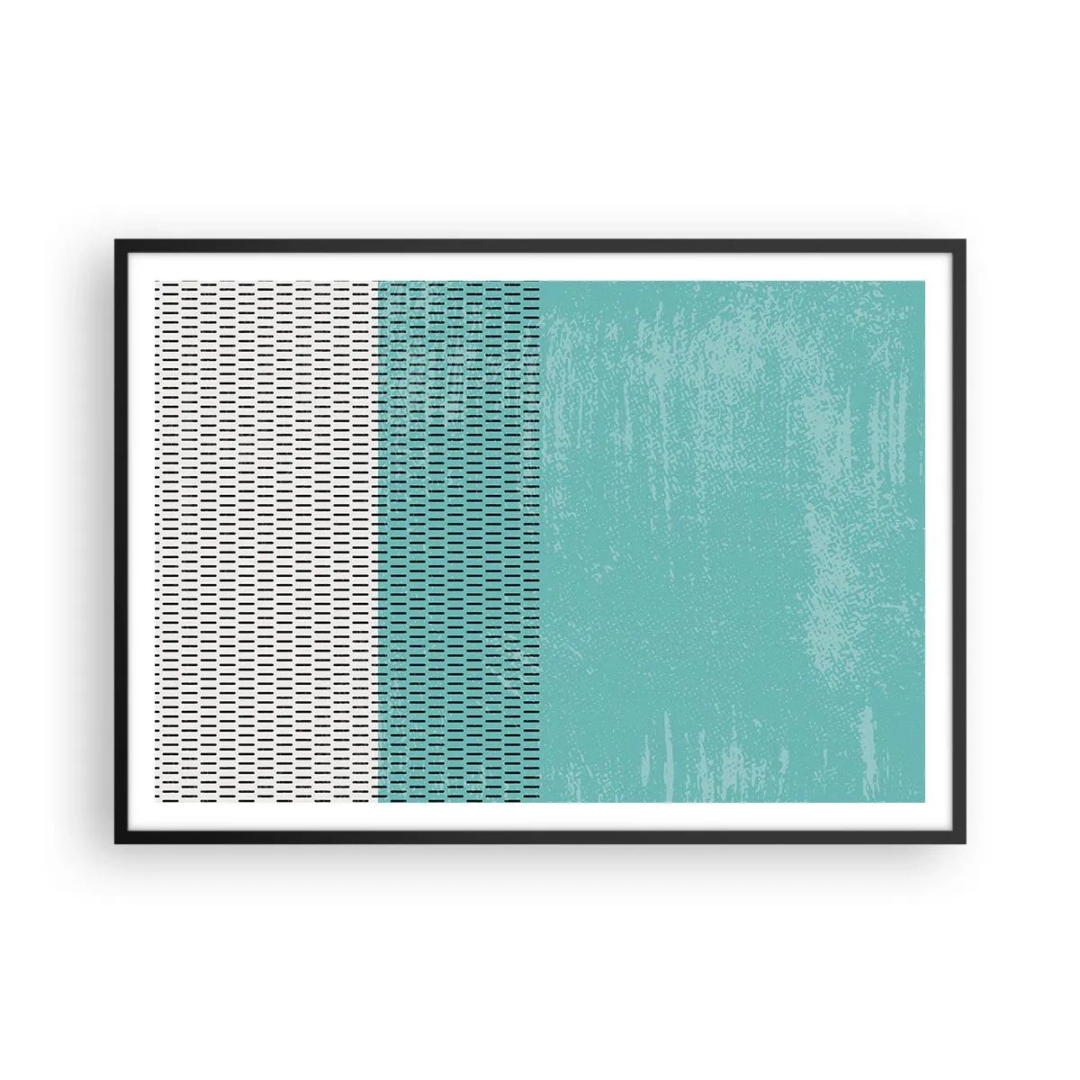 Affiche dans un cadre noir - Poster - Composition géométrique avec turquoise et lignes - 100x70cm - Composition équilibrée - Décoration murale moderne pour le salon et la chambre ARTTOR