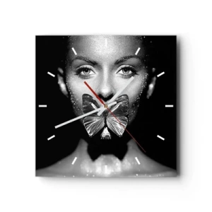 Horloge murale - Pendule murale - Baiser papillon - 40x40 cm