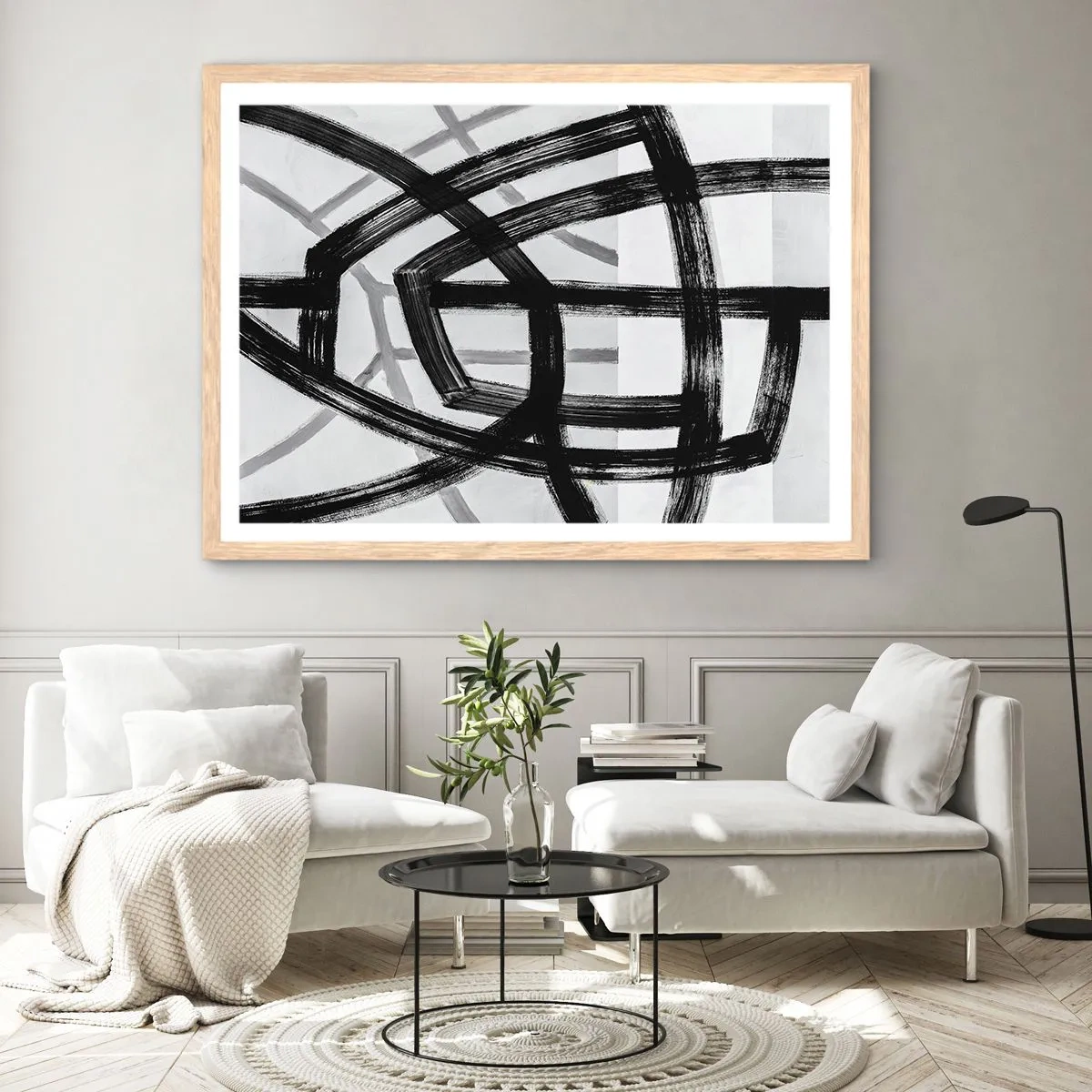 Affiche dans un chêne clair - Poster - Profondeur du bâtiment - 100x70 cm