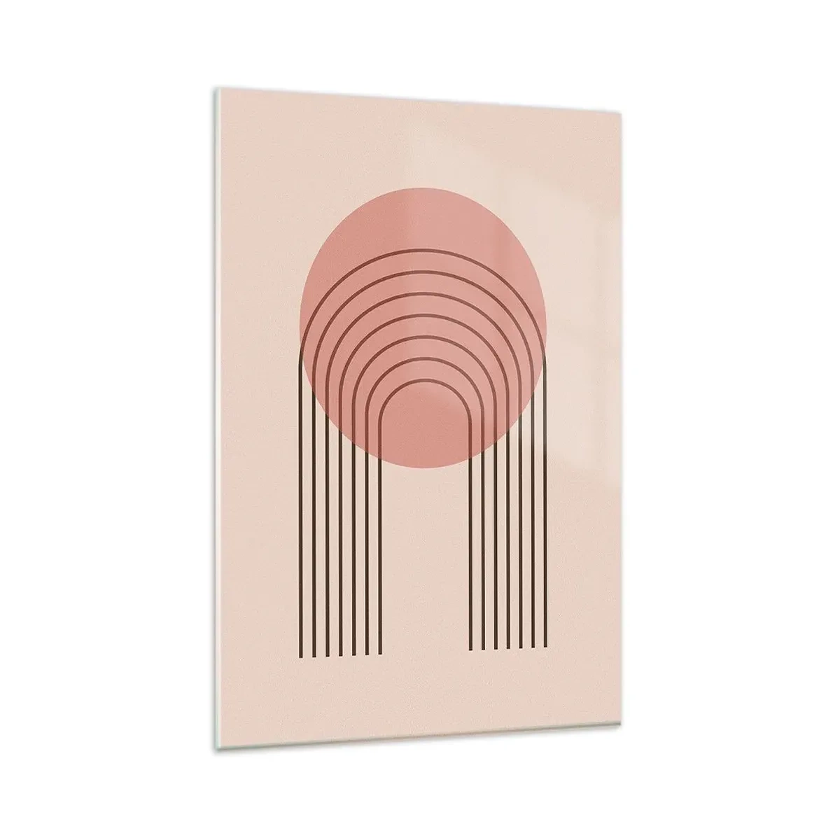 Impression sur verre - Image sur verre - Motif abstrait avec cercle et lignes roses - 80x120cm - Attraction irrésistible - Décoration murale moderne pour le salon et la chambre ARTTOR