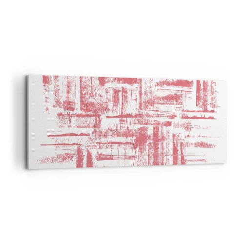 Impression sur toile - Image sur toile - Textures roses abstraites sur fond blanc - 120x50cm - La ville rouge - Décoration murale moderne pour le salon et la chambre ARTTOR