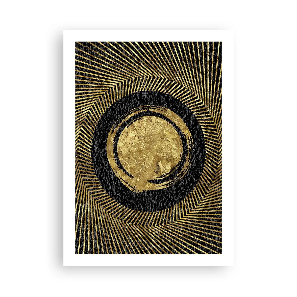 Affiche - Poster - Abstraction géométrique dorée sur fond noir - 50x70cm - Composition glamour - Décoration murale moderne pour le salon et la chambre ARTTOR