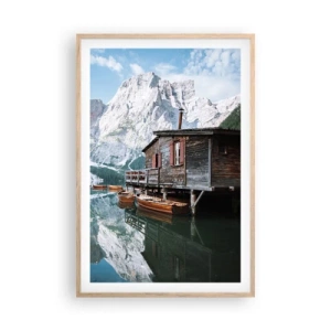 Affiche dans un chêne clair - Poster - Un matin cristallin en montagne - 61x91 cm