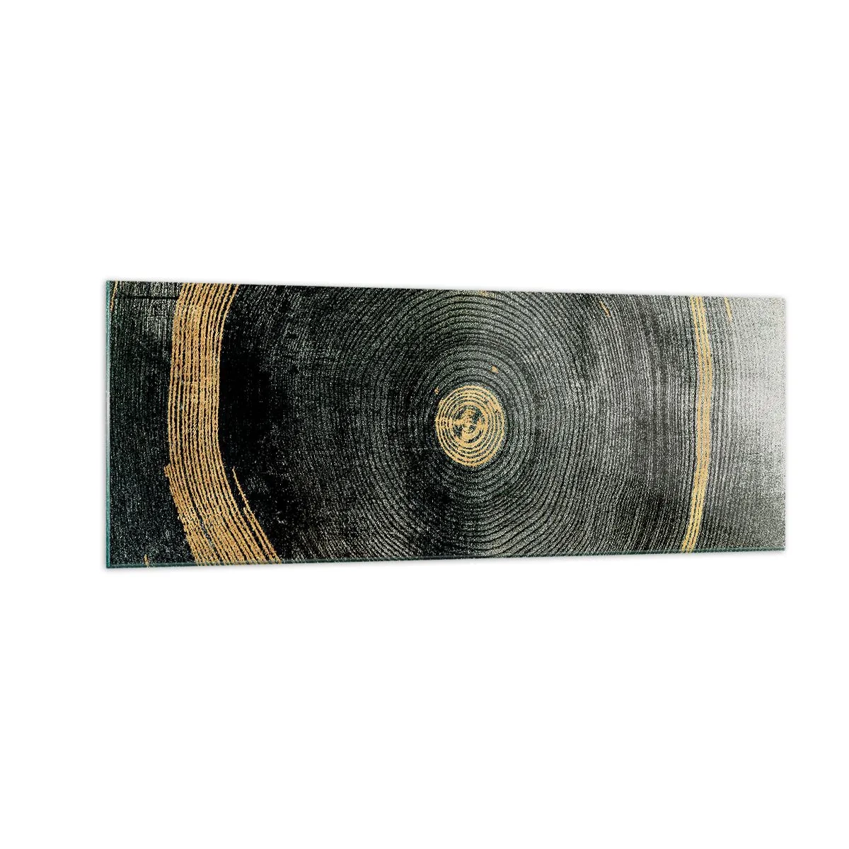 Impression sur verre - Image sur verre - Cercles concentriques avec des accents dorés - 140x50cm - Changement et persistance - Décoration murale moderne pour le salon et la chambre ARTTOR