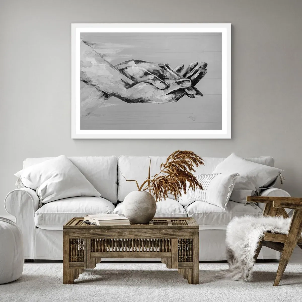 Affiche dans un cadre blanc - Poster - Début... - 100x70 cm