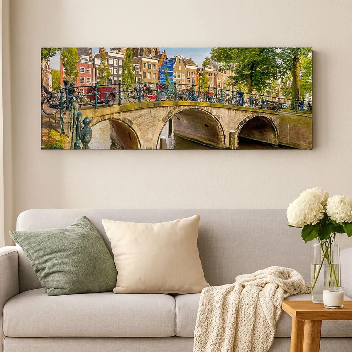 Impression sur toile - Image sur toile - Le printemps sur le canal - 100x40 cm