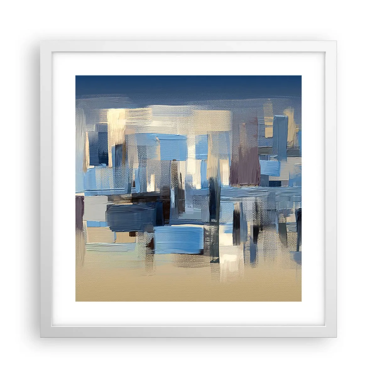 Affiche dans un cadre blanc - Poster - Construction bleue - 40x40 cm