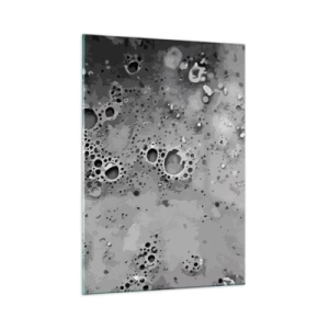 Impression sur verre - Image sur verre - Un motif abstrait ressemblant à la surface de la lune dans des tons de gris. - 50x70cm - Comme un paysage lunaire - Décoration murale moderne pour le salon et la chambre ARTTOR