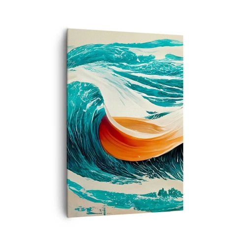 Impression sur toile - Image sur toile - Vagues de mer dynamiques avec ruban abstrait - 70x100cm - Le rêve d'un surfeur - Décoration murale moderne pour le salon et la chambre ARTTOR