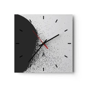 Horloge murale - Pendule murale - Motif abstrait avec des particules noires sur un fond clair - 30x30cm - Mouvement des molécules - Décoration murale moderne pour le salon et la chambre ARTTOR
