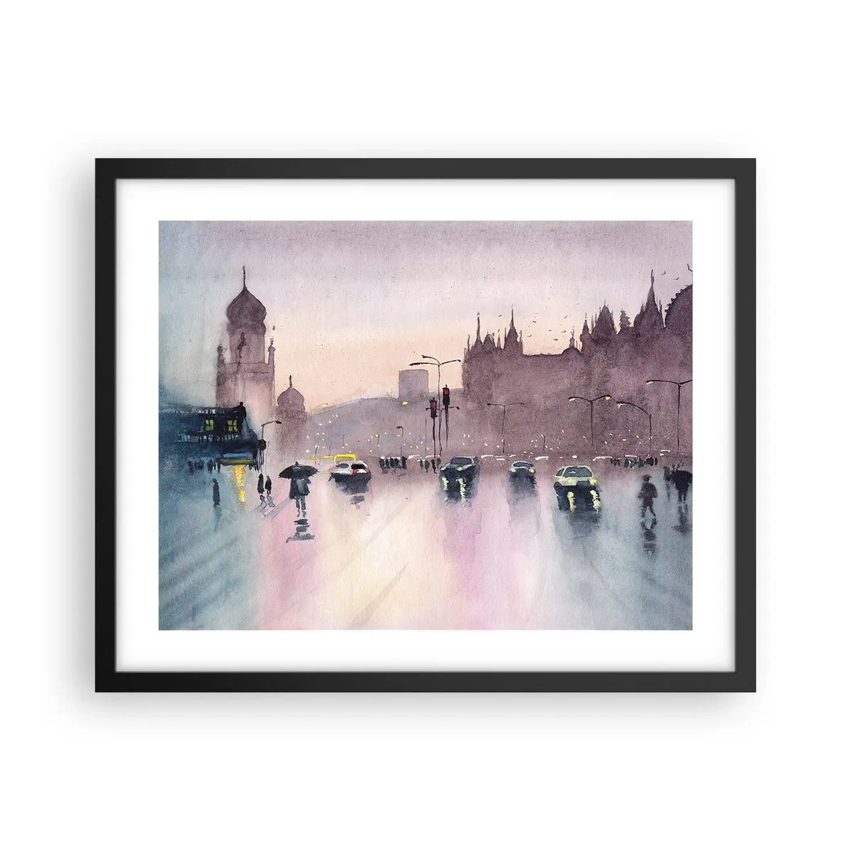 Affiche dans un cadre noir - Poster - Dans une brume pluvieuse - 50x40 cm