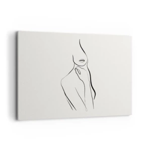 Impression sur toile - Image sur toile - Un croquis minimaliste de la silhouette d'une femme sur un fond clair. - 120x80cm - Vague de mélancolie - Décoration murale moderne pour le salon et la chambre ARTTOR