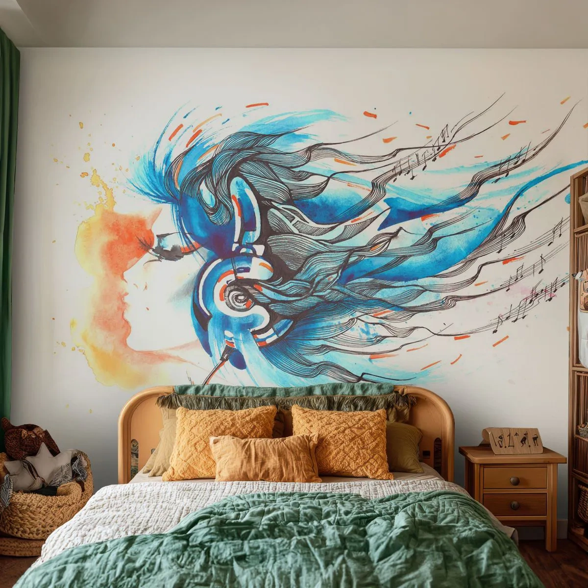 Papier Peint Autocollant Deluxe Sticker - Que la musique joue - Abstraction, Femme, Musique - 250x175 cm