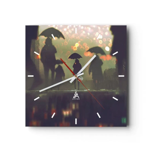 Horloge murale - Pendule murale - Du point de vue d'une goutte de pluie - 40x40 cm