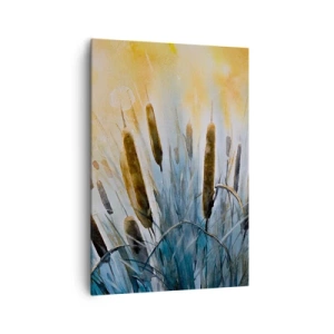 Impression sur toile - Image sur toile - Roseaux pittoresques sous les rayons du soleil - 70x100cm - Fraicheur de l'eau, chaleur du soleil - Décoration murale moderne pour le salon et la chambre ARTTOR