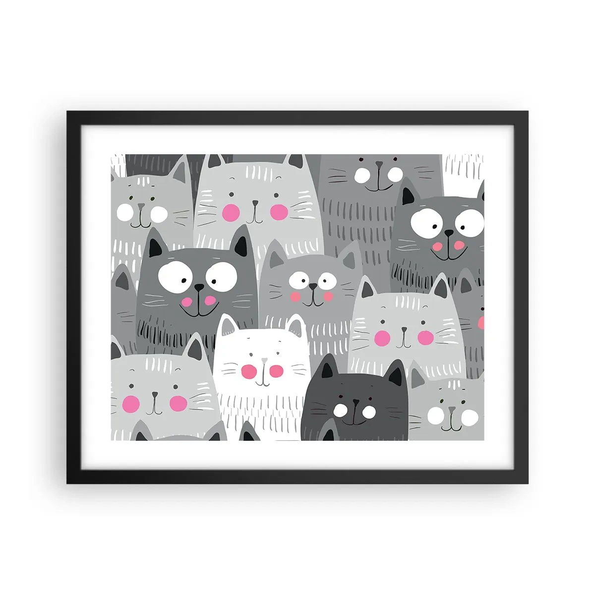 Affiche dans un cadre noir - Poster - Le monde des chats - 50x40 cm