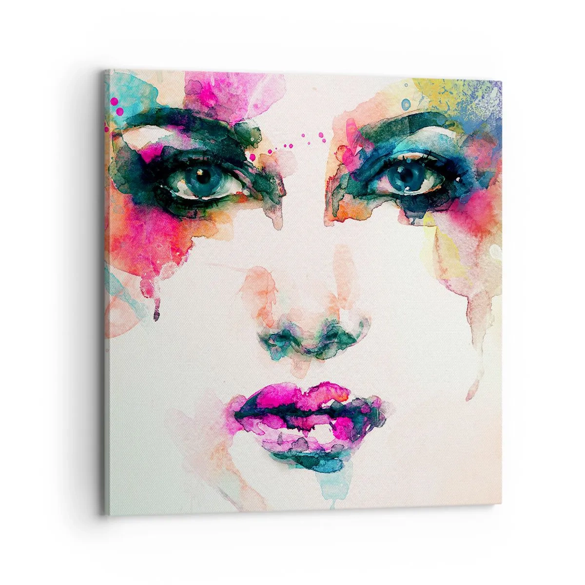 Impression sur toile - Image sur toile - Un portrait peint avec un arc-en-ciel - 70x70 cm